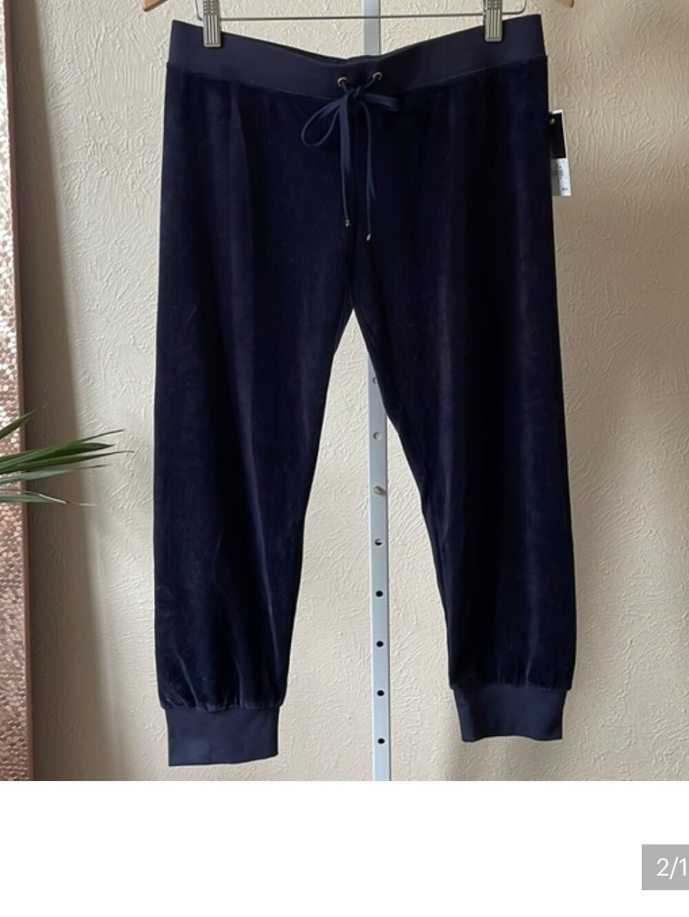 NWT $88 Juicy Couture Regal navy velour cropped comfy pants